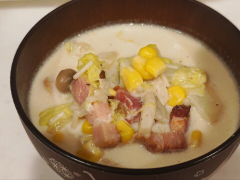 ♡ベーコン白菜キノコのミルクスープ